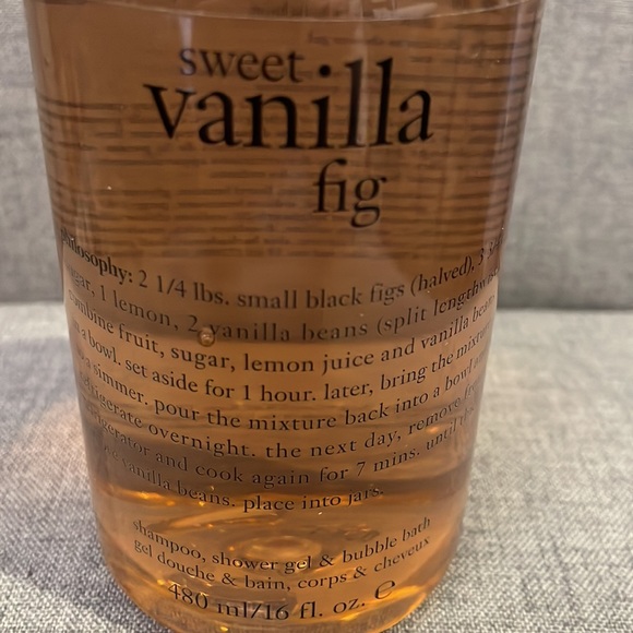 NEW Philosophy 16 oz Sweet Vanilla Fig Shampoo, Shower Gel & Bubble Bath - Picture 2 of 4